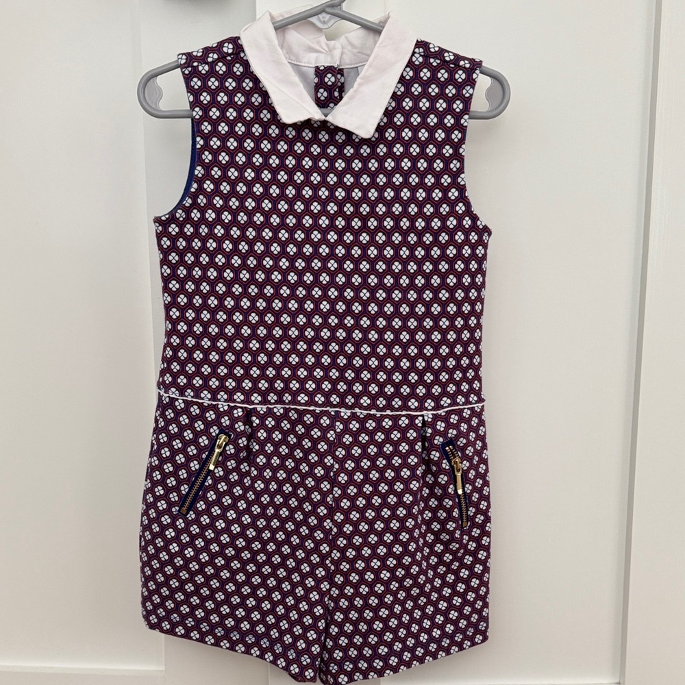 Janie and Jack Patterned Romper with White Trim